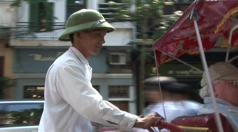 Vietnam pedicab driver Stock Footage 288347