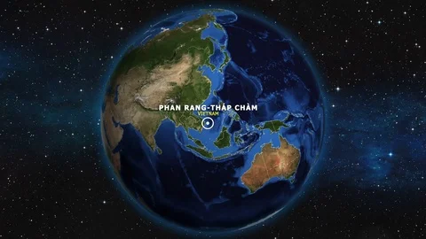 VIETNAM PHAN RANG THAP CHAM ZOOM IN FROM SPACE Stock Footage 115956344