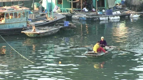 Vietnam rowboat Stock Footage 290231