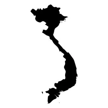 Vietnam - solid black silhouette map of country area. Simple flat vector 스톡 일러스트
