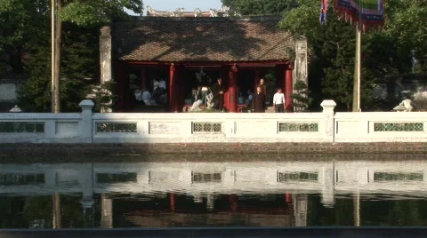 Vietnam temple on river Stock Footage 288825