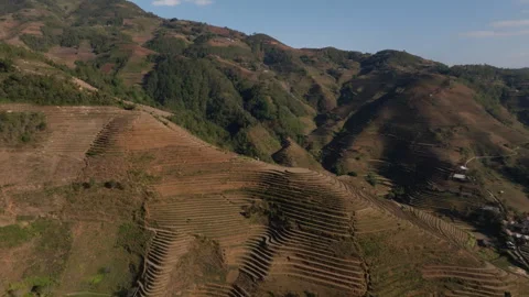 Vietnam Terraced Rice Fields Framing Mountain Valley in Yen Bai Vidéo 328501321