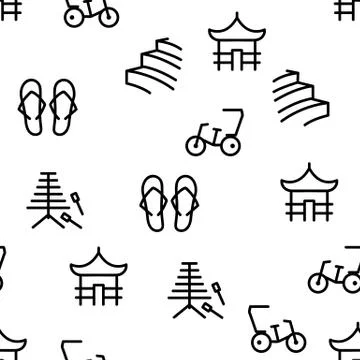 Vietnam Vector Seamless Pattern 스톡 일러스트