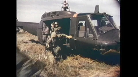 Vietnam War - Helicopter Soldier Deploy  Stock Footage