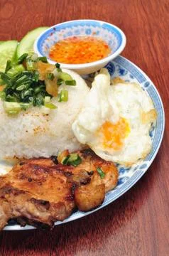 Vietnamese broken rice or Com tam Stock Photos