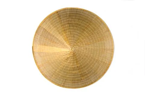 Vietnamese cap on white background. Flat lay, top view. Stock Photos