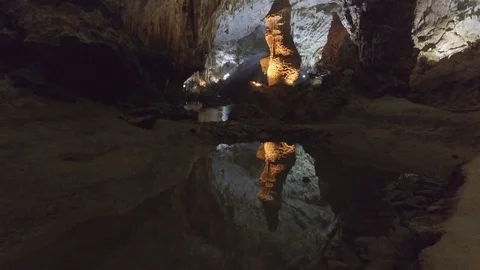 Vietnamese Cavern Interior Reflection Stock Footage 73280616