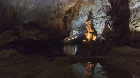 Vietnamese cavern interior reflection Stock Footage 73280651