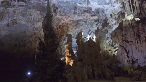 Vietnamese Cavern Interior Stalagtites Stock Footage 73280673