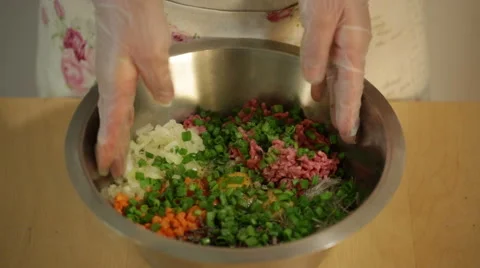 Vietnamese chef making traditional spring rolls. Stock Footage 51741258