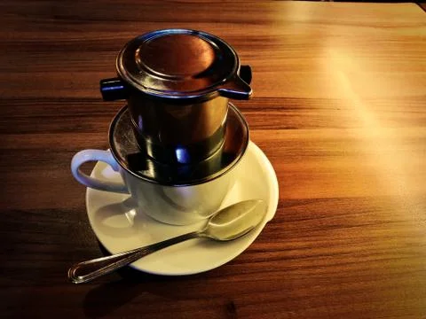 Vietnamese Coffee drip, press. Stock Photos