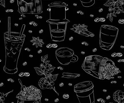 Vietnamese coffee pattern, perfect for printing on fabric and paper or scrap  Stock Illustration