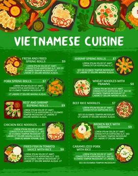 Vietnamese cuisine menu page vector template Stock Illustration