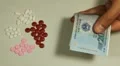 Vietnamese Dong VND, Counting Drugs and Money, Health Care, Colorful Pills HD Footage