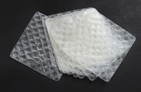 Vietnamese dry rice paper. stack of dried rice paper sheets Stock Photos
