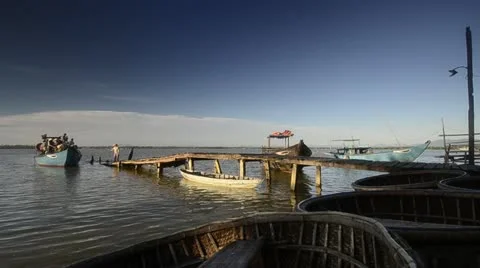 Vietnamese Ferry Docking at Jetty Stock Footage 21265789