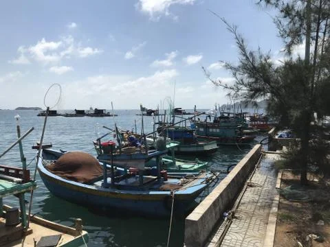 Vietnamese Fishing Boats Resting Stock Photos