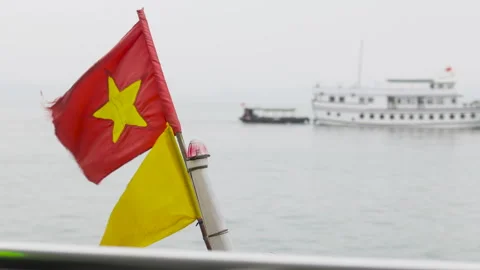 Vietnamese flag on background of liner. Video stock 305834045