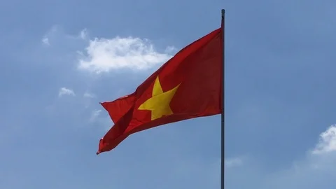 Vietnamese flag, center Stock Footage 91279872