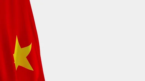 Vietnamese Flag on Left Side, Waving National Symbol with Copy Space Vídeos de archivo 334840460