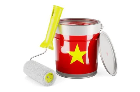 Vietnamese flag on the paint can, 3D rendering Ilustración de archivo