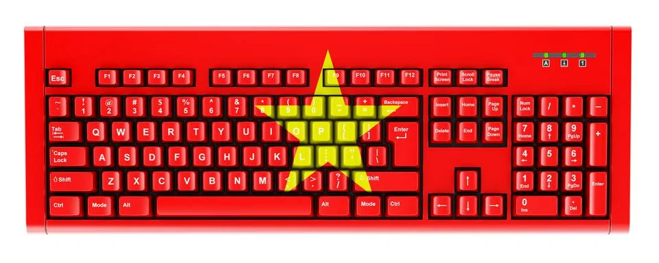 Vietnamese flag painted on computer keyboard. 3D rendering Illustrazione stock