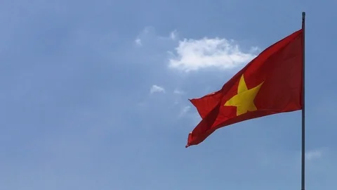 Vietnamese flag, right Stock Footage 91279344