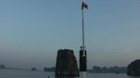 Vietnamese flag at Sunset Stock Footage 290587