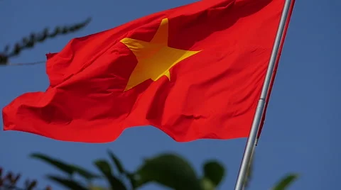 Vietnamese flag waving in the wind 2 Stock Footage 64571633