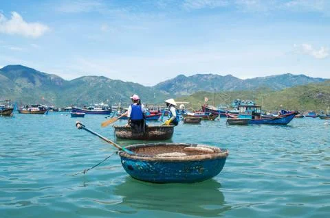 Vietnamese junks, in the sea Stock Photos
