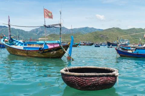 Vietnamese junks, in the sea Stock Photos