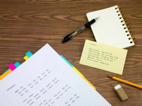 Vietnamese; Learning New Language Writing Words on the Notebook Foto stock