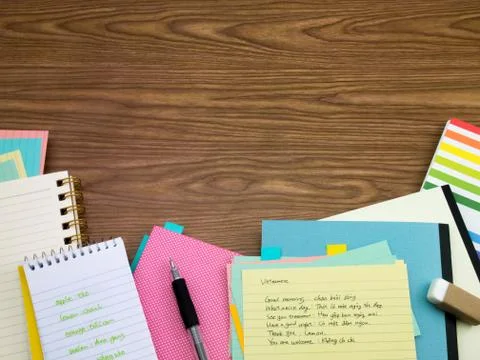 Vietnamese; Learning New Language Writing Words on the Notebook Stock Photos
