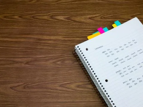 Vietnamese; Learning New Language Writing Words on the Notebook Foto stock