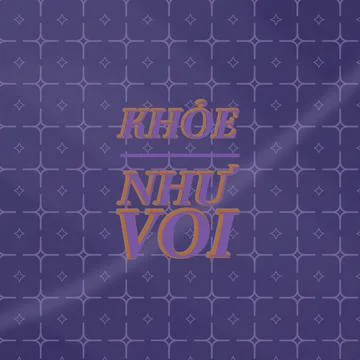 The Vietnamese phrase for STRONG AS AN OX text art with night royal shadow palet Stock Illustration