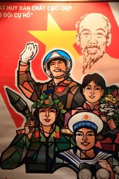 Vietnamese poster at a museum. Stock Photos