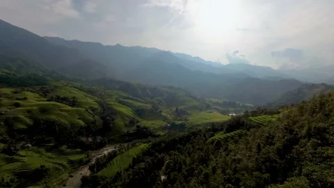 Vietnamese Sa Pa rice terraces landscape, Northern Vietnam 4K UHD Stock Footage
