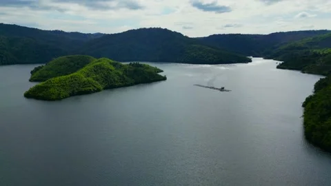 "Vietnamese Serenity: A Mesmerizing 4K Drone Journey Across Tranquil Lakes and M Stock Footage 235818686