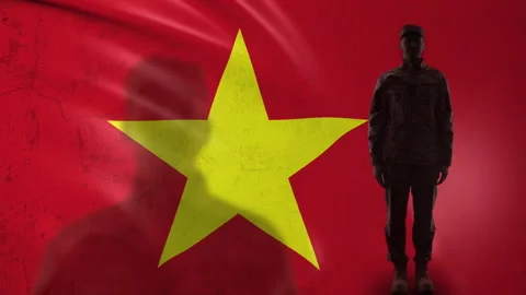 Vietnamese soldier silhouette saluting a... | Stock Video | Pond5