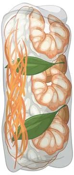 Vietnamese Spring Roll with Shrimp and Vegetables Illustrazione stock