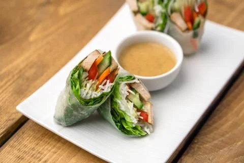 Vietnamese Spring Rolls Appetizers Stock Photos