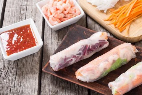 Vietnamese spring rolls Stock Photos