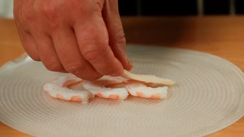 Vietnamese Spring Rolls process part 2 Stock Footage 83325572