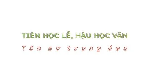 Vietnamese text conveying MANNERS BEFORE KNOWLEDGE decorative lettering mask wit Stock Illustration
