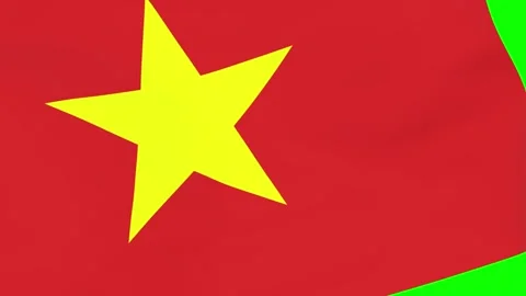 Vietnamese waving flag transition over green background Stock Footage 168093345