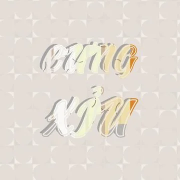 Vietnamese wording for CUTE OVERLOAD bold typography cutout with muted gray silh Stock Illustration