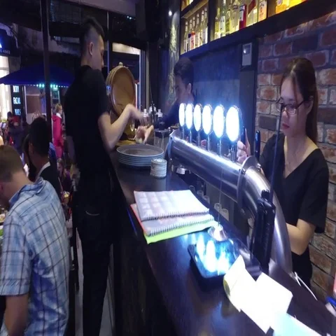 Vietnamese Working at the Bar Stock Footage 69399109