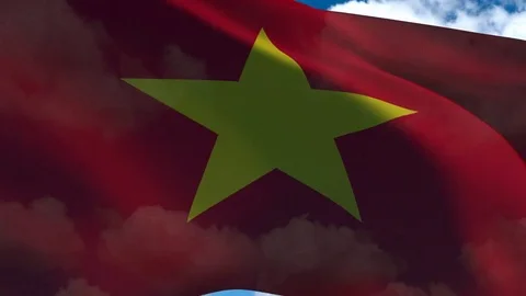 Vietnam's flag waving Stock Footage 72460163
