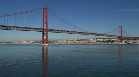 View on the 25 de Abril Bridge in Lisbon Stock Footage 41224838