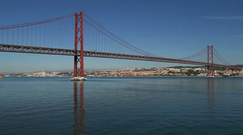 View on the 25 de Abril Bridge in Lisbon Stock Footage 41233883